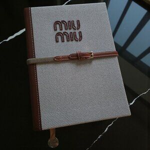 Miu Miu GWP Notebook – Beige with Brown w/ Ribbon Bookmark & Charm